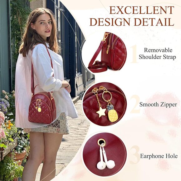 9512 Mini Backpack Purse,VONXURY Fashion Small Leather Quilt Backpack main image 8